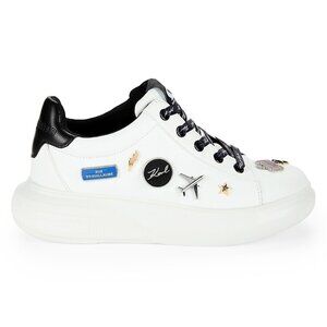 149$ KARL LAGERFELD PARIS Justina Lace Up Platform Sneakers Size 10 White Black